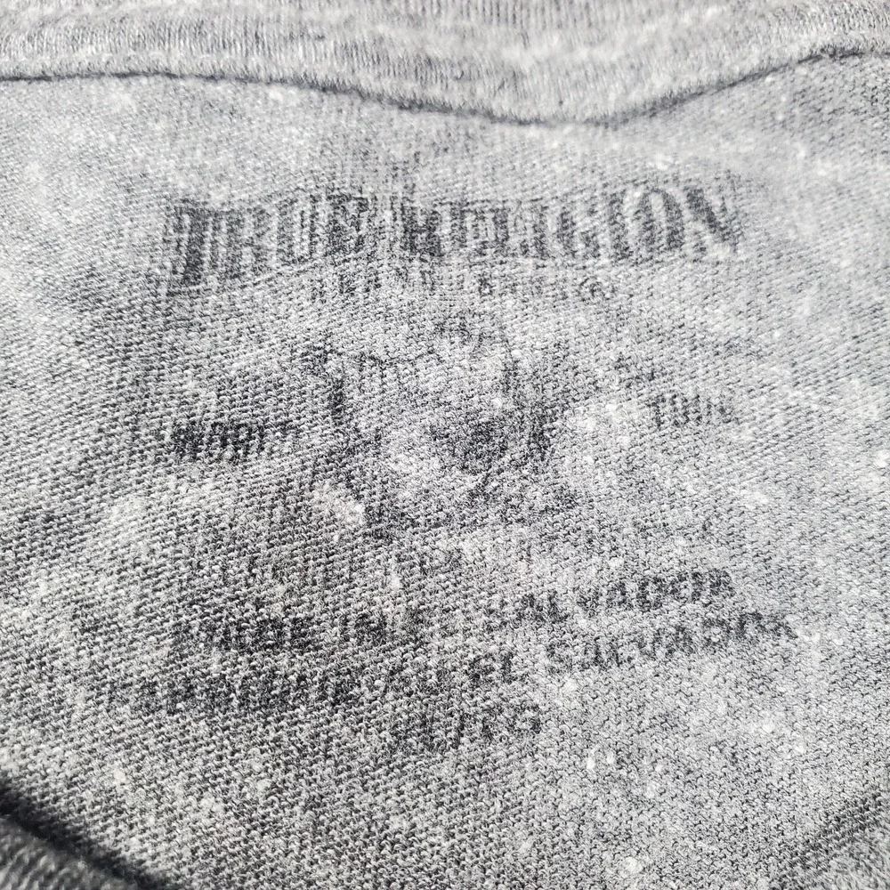 TRUE RELIGION MENS VINTAGE T-SHIRT JERSEY SHORT SLEEVE CREW‎ NECK GRAY SIZE XL